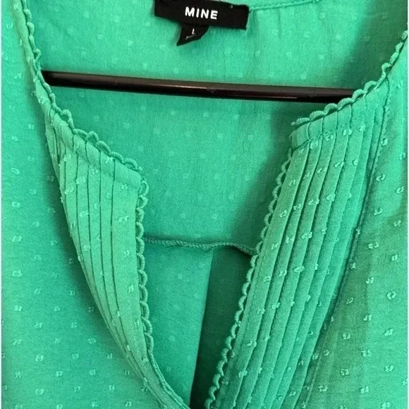 Mine Kelly Green Cap Sleeve Top Ladies Size Large GUC - Picture 3 of 9